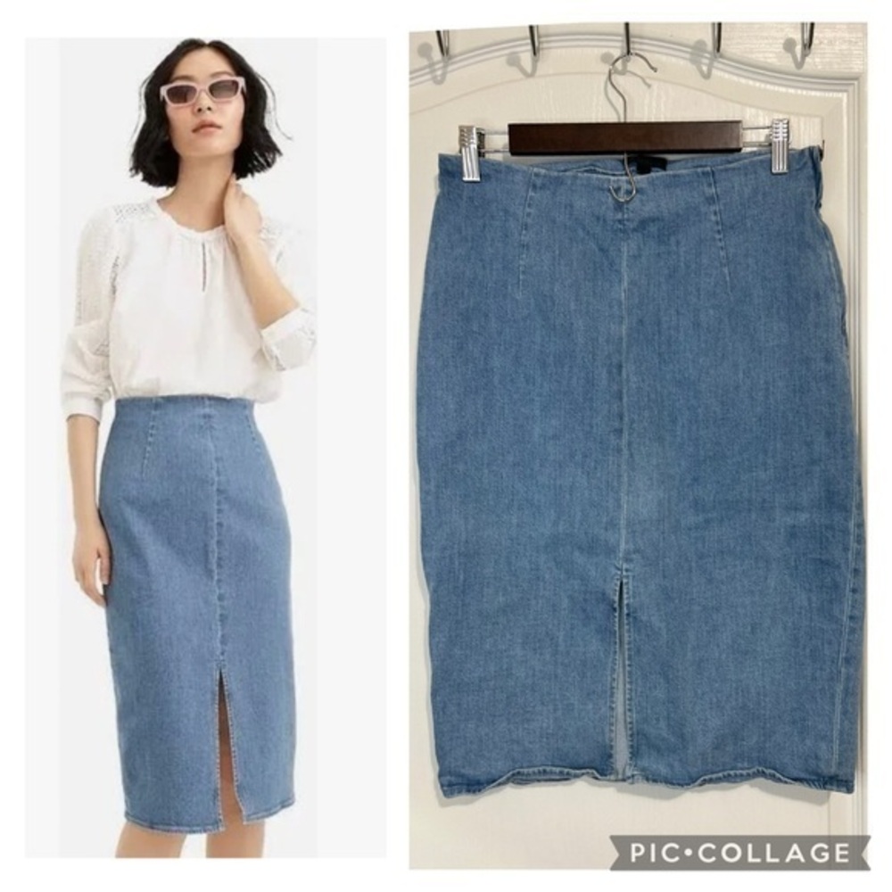 J.Crew Women's Stretch Medium Wash Denim Pencil Skirt size 10